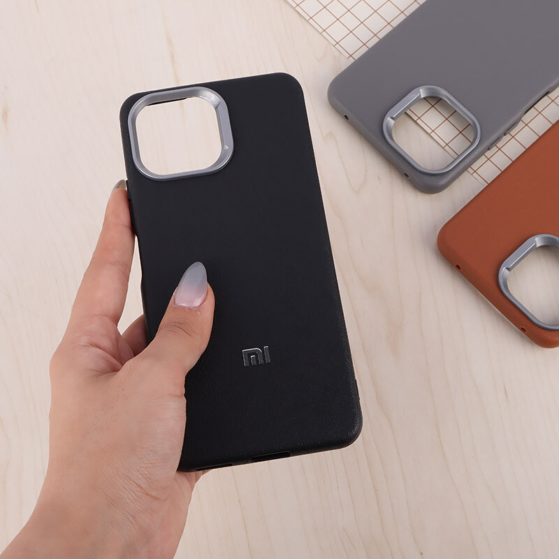 قاب چرمی ژله ای Leather شیائومی Mi 11 Lite / 11 Lite NE لوگو متال