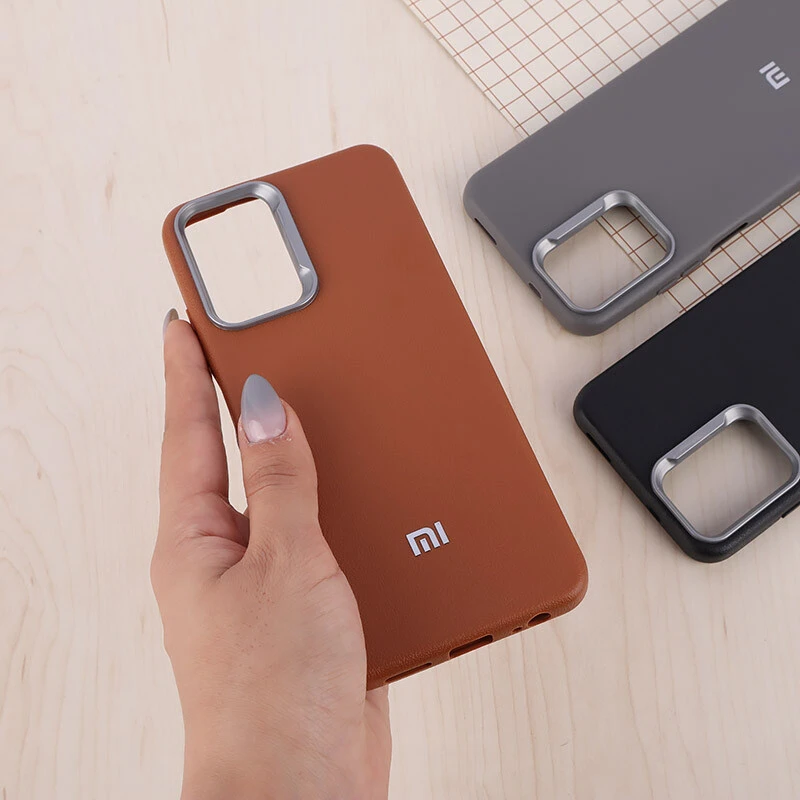 قاب چرمی ژله ای Leather شیائومی Redmi Note 10 4G / 10s لوگو متال