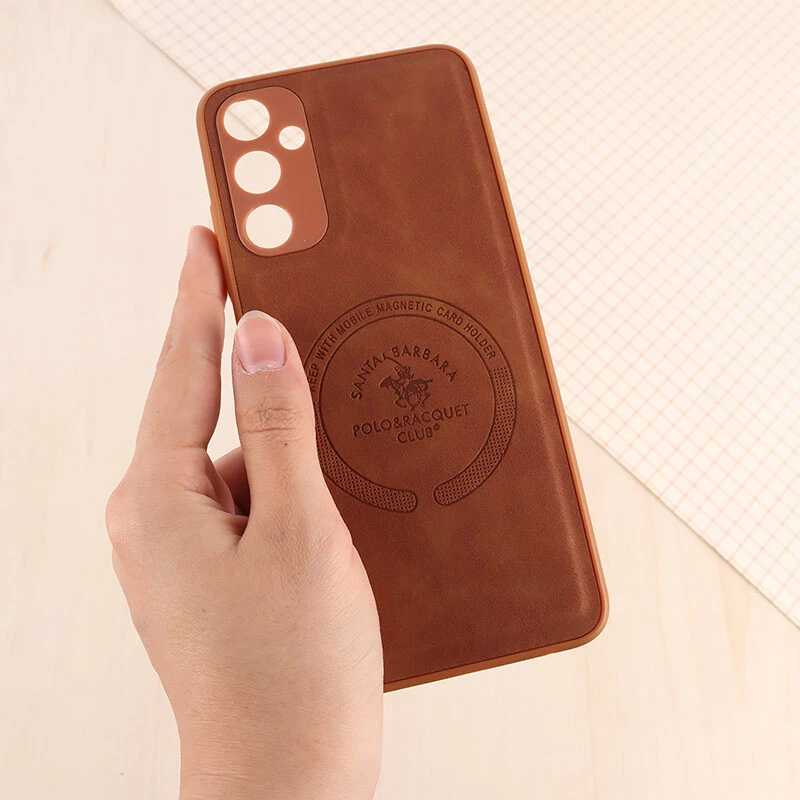 قاب چرمی Polo & Racquet Club سامسونگ Galaxy A05s طرح مگ سیف محافظ لنزدار