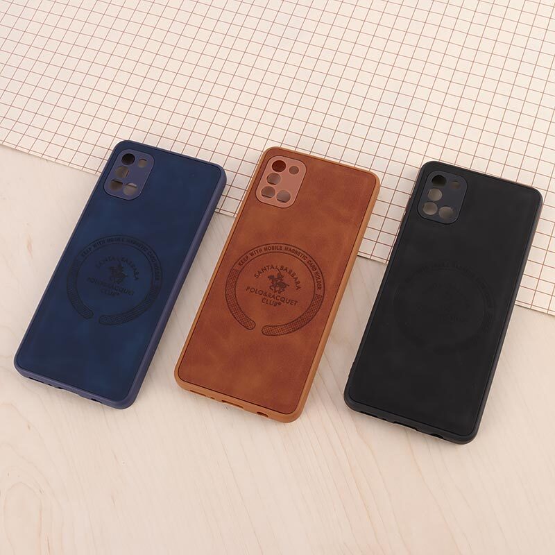 قاب چرمی Polo & Racquet Club سامسونگ Galaxy A31 طرح مگ سیف محافظ لنزدار