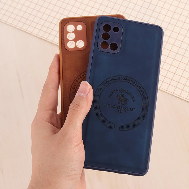 قاب چرمی Polo & Racquet Club سامسونگ Galaxy A31 طرح مگ سیف محافظ لنزدار