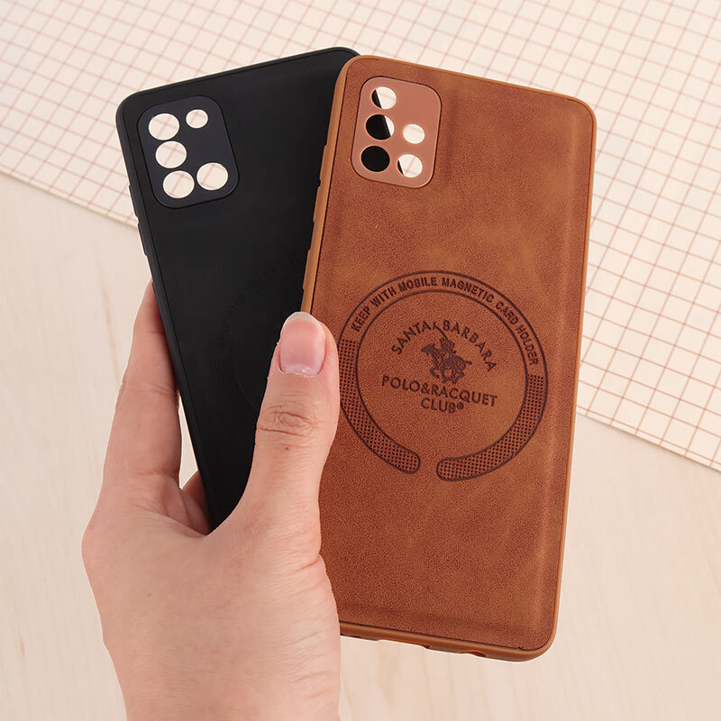 قاب چرمی Polo & Racquet Club سامسونگ Galaxy A51 4G طرح مگ سیف محافظ لنزدار