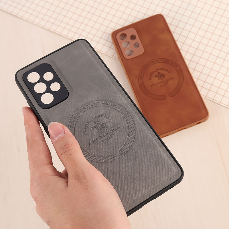 قاب چرمی Polo & Racquet Club سامسونگ Galaxy A52 / A52s طرح مگ سیف محافظ لنزدار