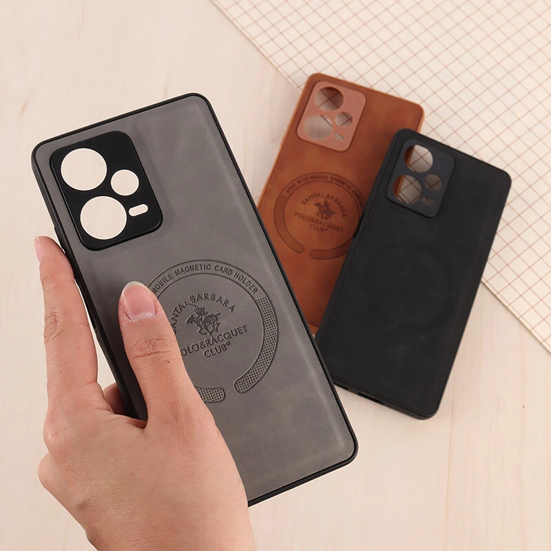 قاب چرمی Polo & Racquet Club شیائومی Redmi Note 12 Pro Plus طرح مگ سیف محافظ لنزدار