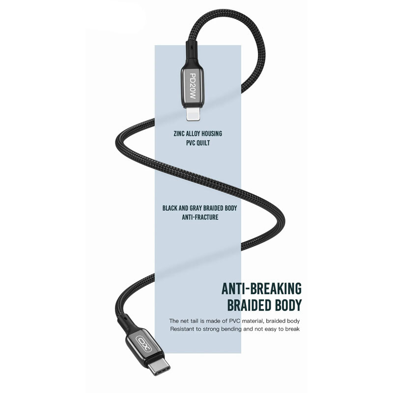 کابل تبدیل فست شارژ XO XO-NB-Q180B Type-C to Type-C PD QC 60W 1m