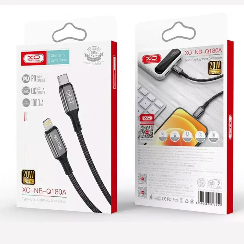 کابل تبدیل فست شارژ XO XO-NB-Q180A Lightning to Type-C PD QC 20W 1m