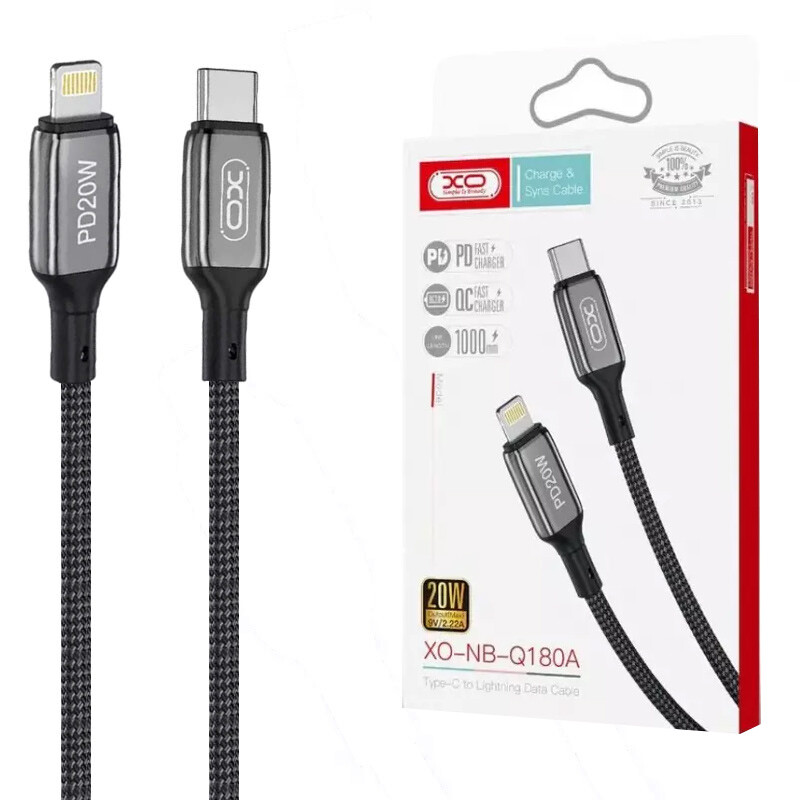 کابل تبدیل فست شارژ XO XO-NB-Q180A Lightning to Type-C PD QC 20W 1m