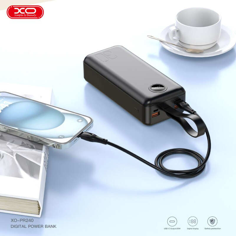 پاور بانک فست شارژ ایکس او XO-PR240 QC3.0 PD 22.5W ظرفیت 30000 میلی آمپر ساعت