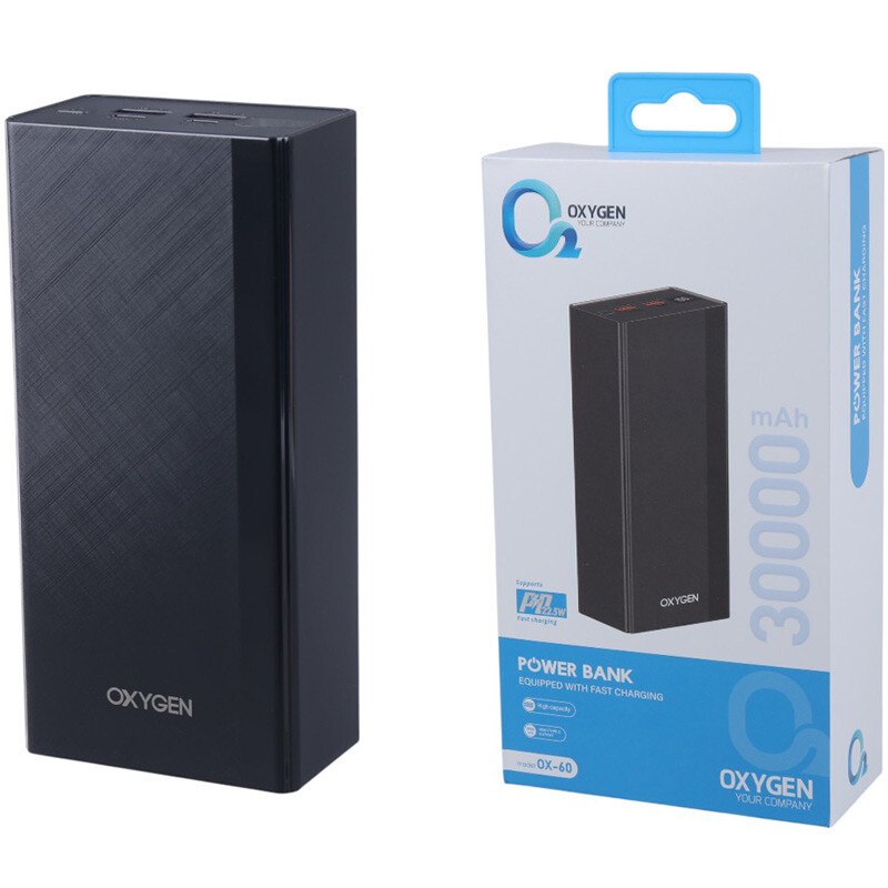 پاوربانک فست شارژ اکسیژن OX-60 PD 22.5W ظرفیت 30000 میلی آمپر ساعت