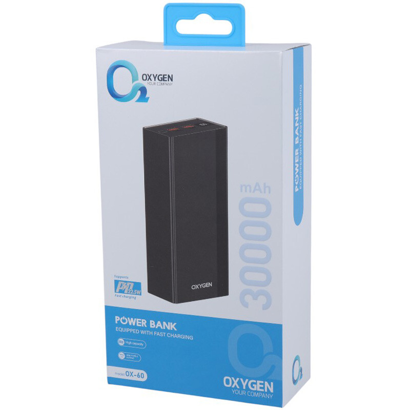 پاوربانک فست شارژ اکسیژن OX-60 PD 22.5W ظرفیت 30000 میلی آمپر ساعت