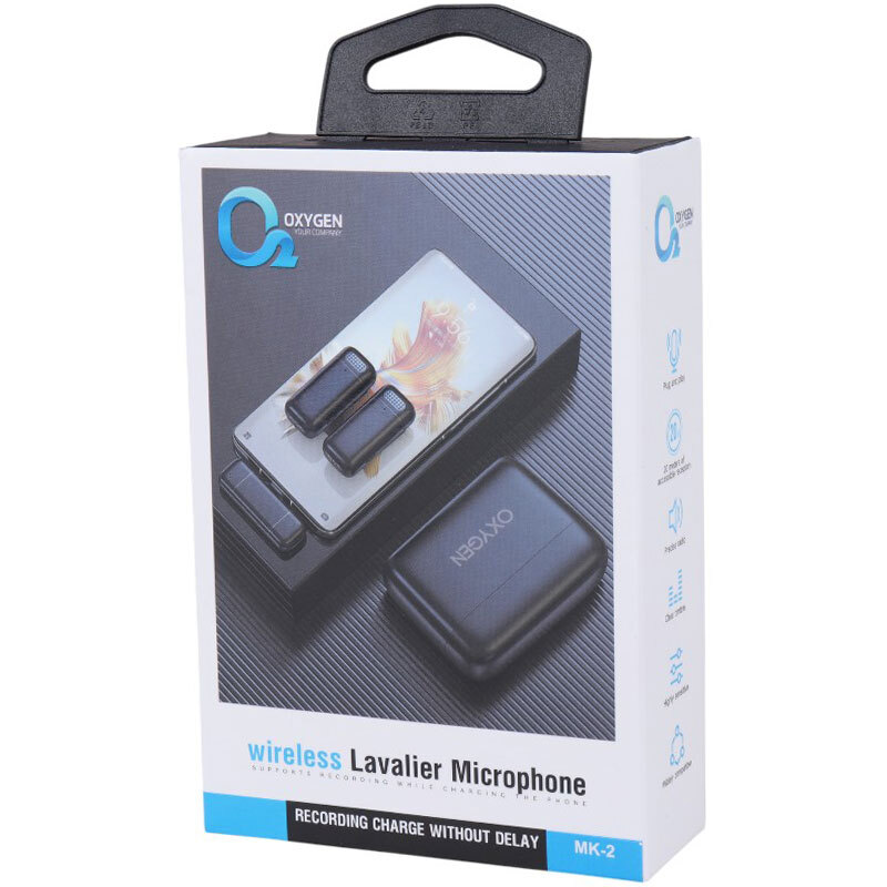 میکروفون یقه ای بی سیم &nbsp;Oxygen MK-2 + تبدیل Type-C To Lightning