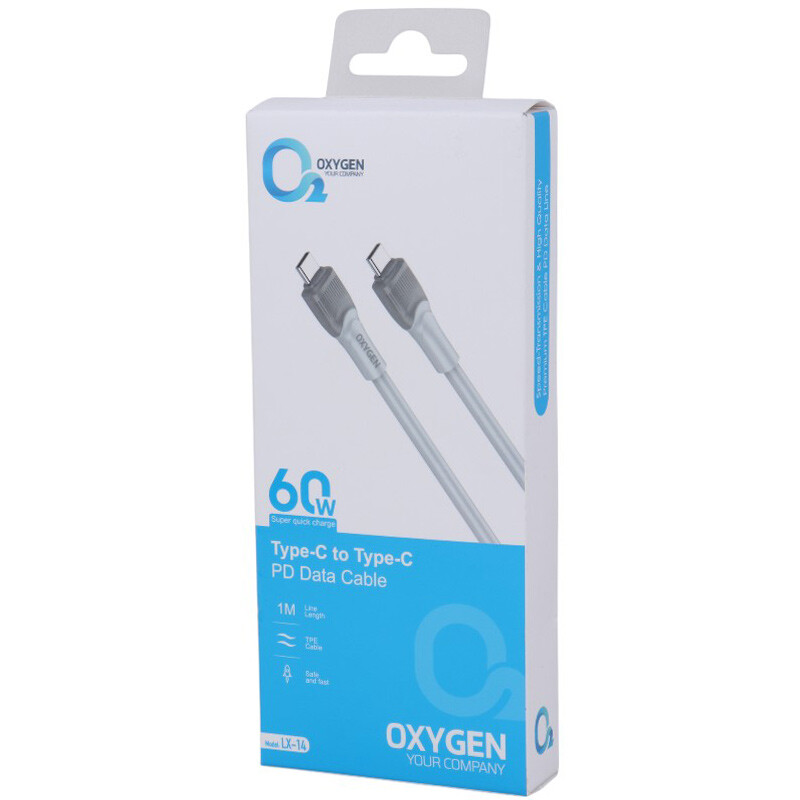 کابل تبدیل فست شارژ Oxygen LX-14 Type-C To Type-C PD 60W 1m