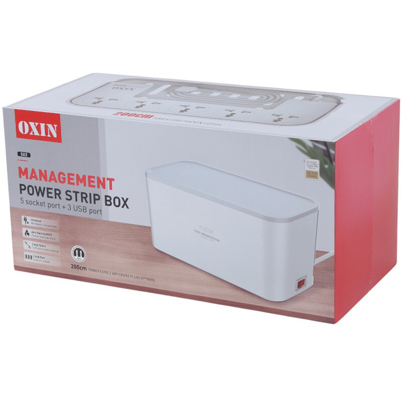 چند راهی 5 خانه ارت دار اوکسین SX2 با کابل 2 متری + شارژر USB