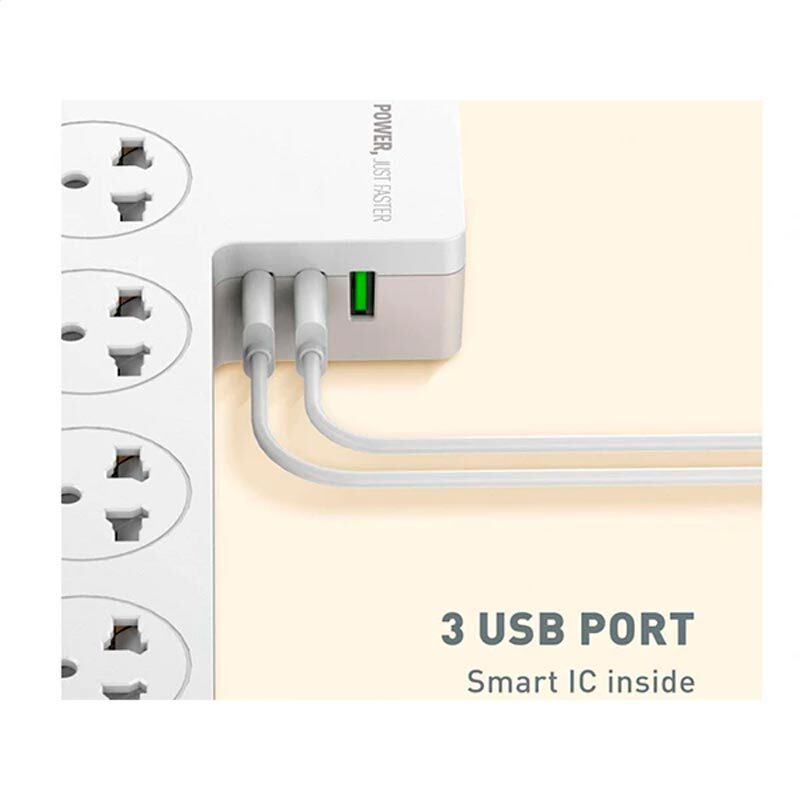 چند راهی 5 خانه ارت دار اوکسین SX2 با کابل 2 متری + شارژر USB