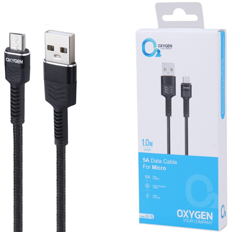 کابل میکرو یو اس بی فست شارژ Oxygen LX-10 5A 1m