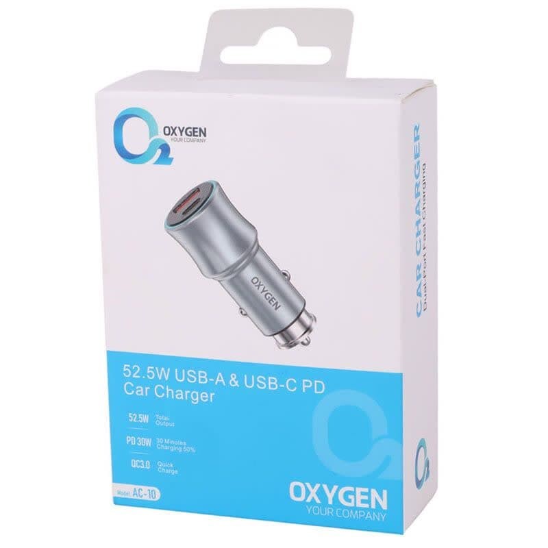 شارژر فندکی فست شارژ Oxygen AC-10 QC3.0 PD 3A 30W