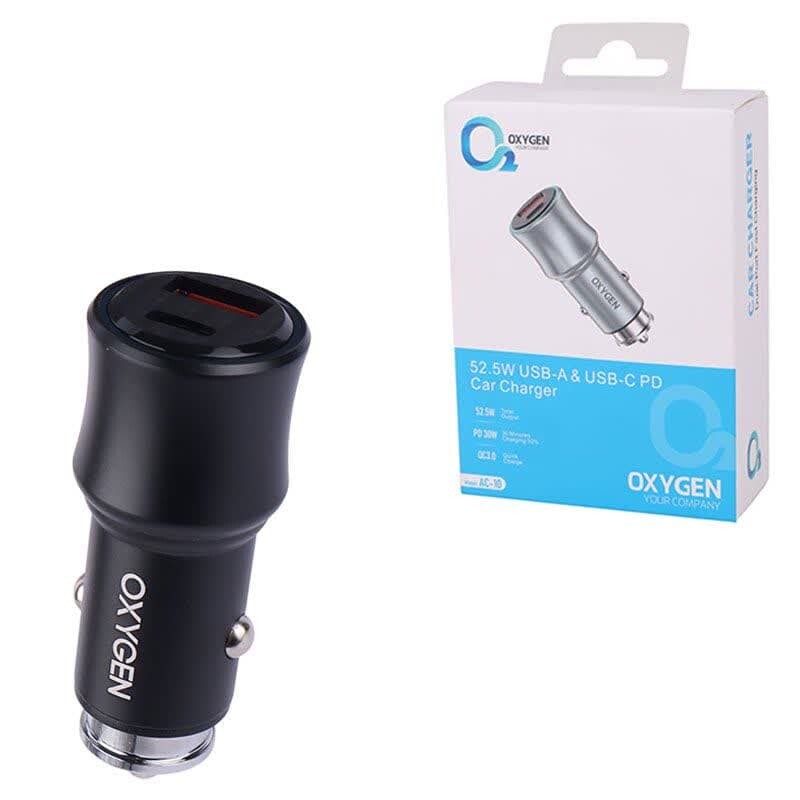 شارژر فندکی فست شارژ Oxygen AC-10 QC3.0 PD 3A 30W