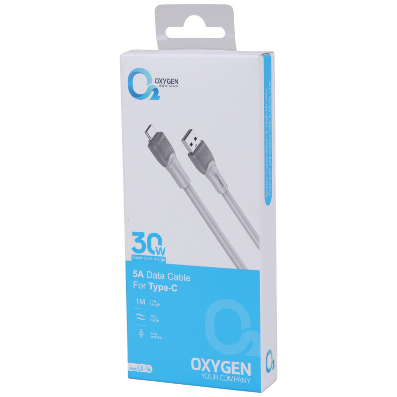 کابل تایپ سی فست شارژ Oxygen LX-14 5A 30W 1m