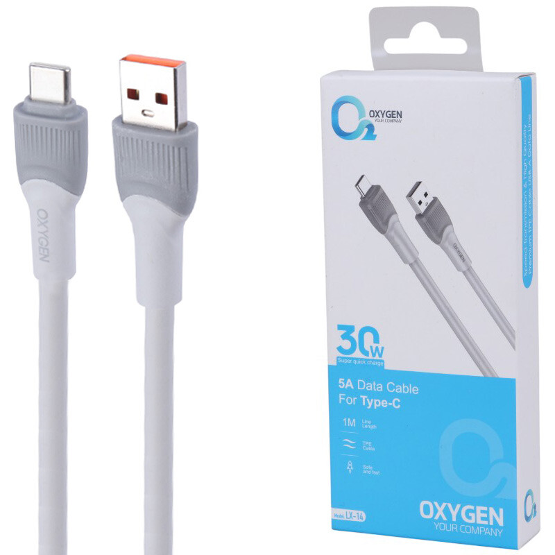 کابل تایپ سی فست شارژ Oxygen LX-14 5A 30W 1m