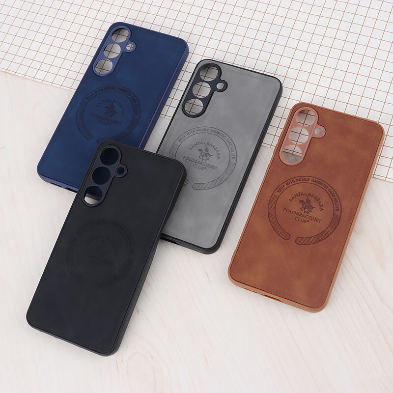 قاب چرمی Polo & Racquet Club سامسونگ Galaxy S24 FE طرح مگ سیف محافظ لنزدار