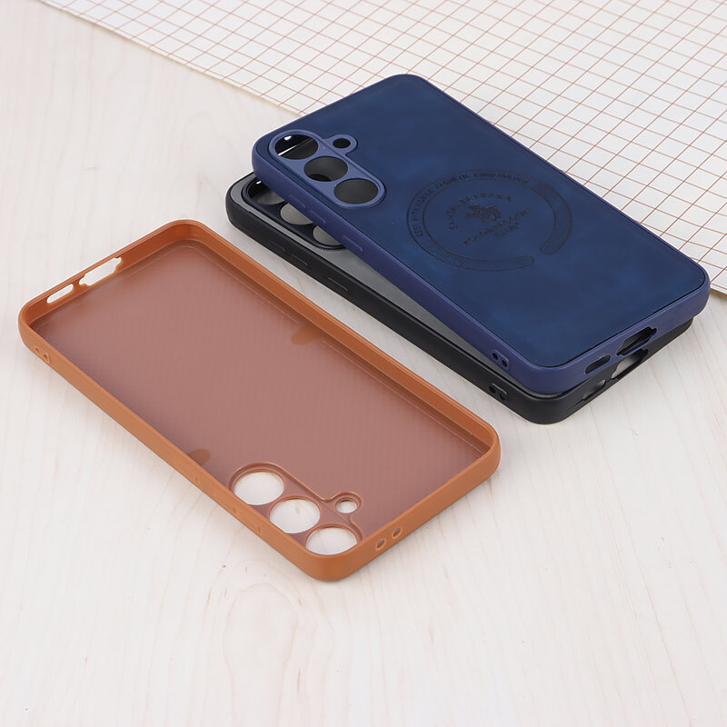 قاب چرمی Polo & Racquet Club سامسونگ Galaxy S24 FE طرح مگ سیف محافظ لنزدار