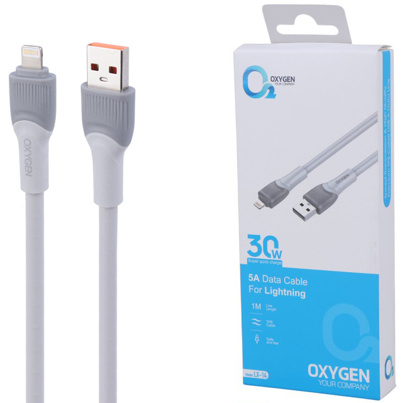 کابل آیفونی فست شارژ Oxygen LX-14 5A 30W 1m