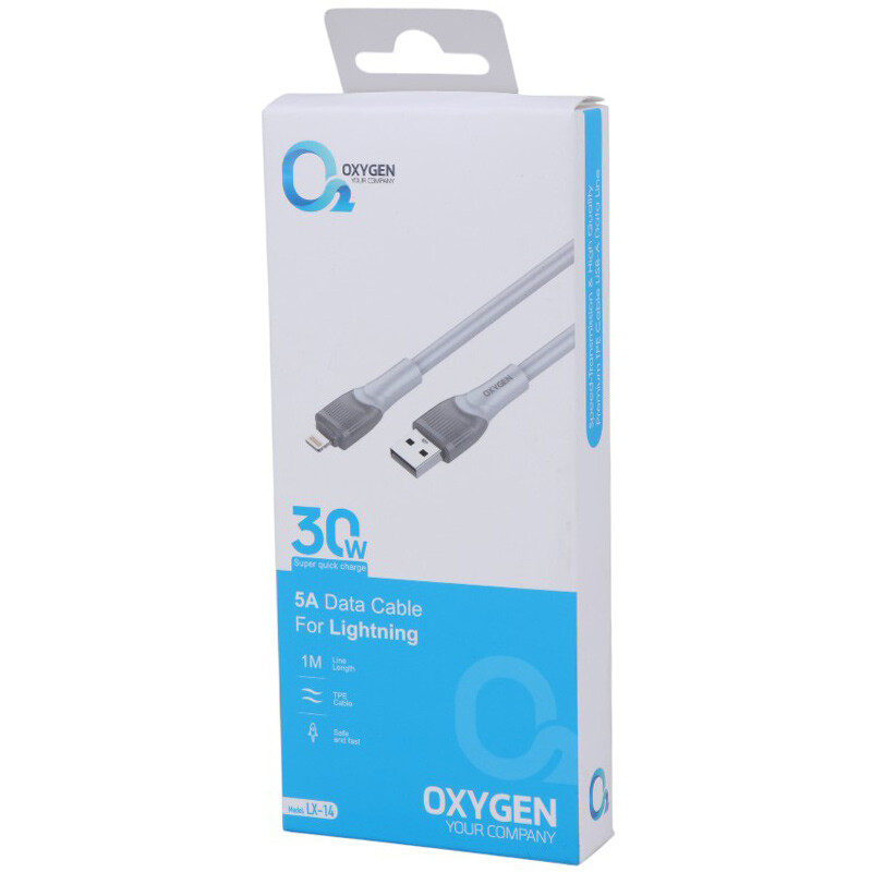 کابل آیفونی فست شارژ Oxygen LX-14 5A 30W 1m
