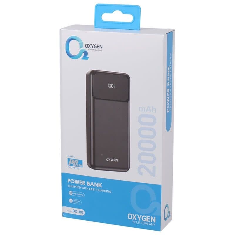 پاور بانک فست شارژ اکسیژن OX-80 PD 22.5W ظرفیت 20000 میلی آمپر ساعت