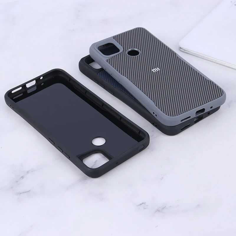 قاب سیلیکونی هاشور دار شیائومی Redmi 9C لوگو متال