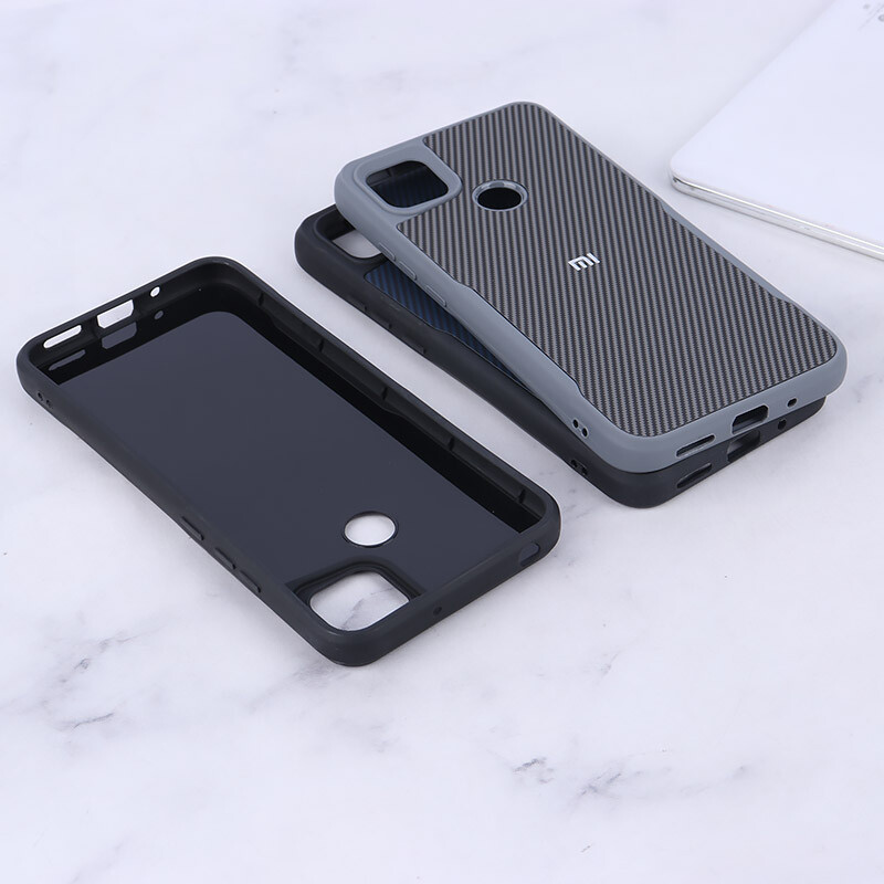 قاب سیلیکونی هاشور دار شیائومی Redmi 9C لوگو متال
