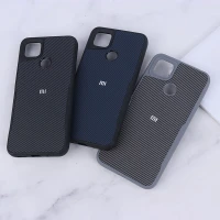 قاب سیلیکونی هاشور دار شیائومی Redmi 9C لوگو متال