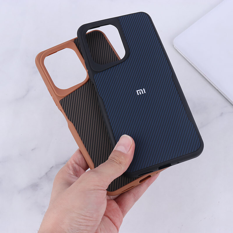 قاب سیلیکونی هاشور دار شیائومی Redmi 13C / Poco C65 لوگو متال