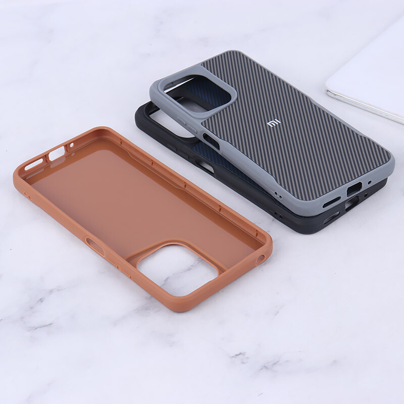 قاب سیلیکونی هاشور دار شیائومی Redmi 13C / Poco C65 لوگو متال