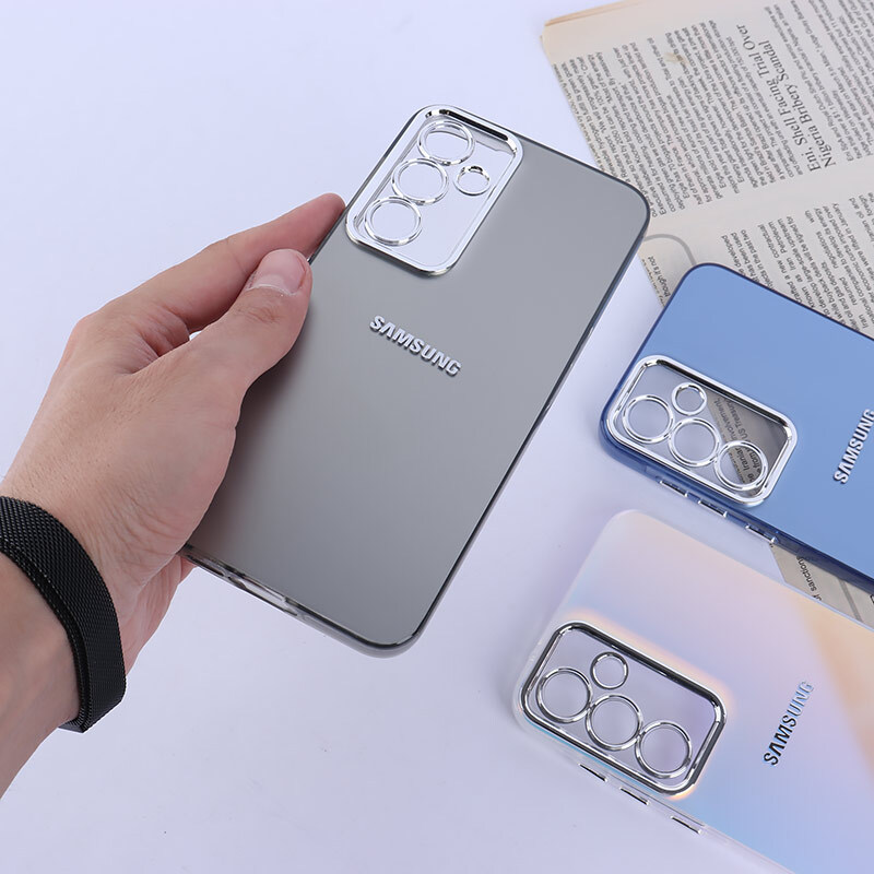 قاب PC سامسونگ Galaxy A55 براق متال محافظ لنزدار