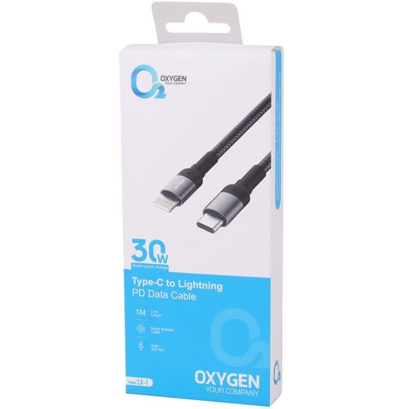 کابل تبدیل فست شارژ Oxygen LX-1 Type-C To Lightning PD 30W 1m