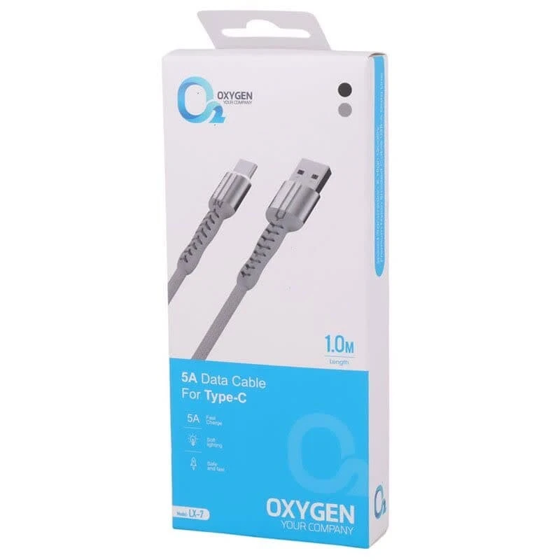 کابل تایپ سی فست شارژ Oxygen LX-7 5A 1m