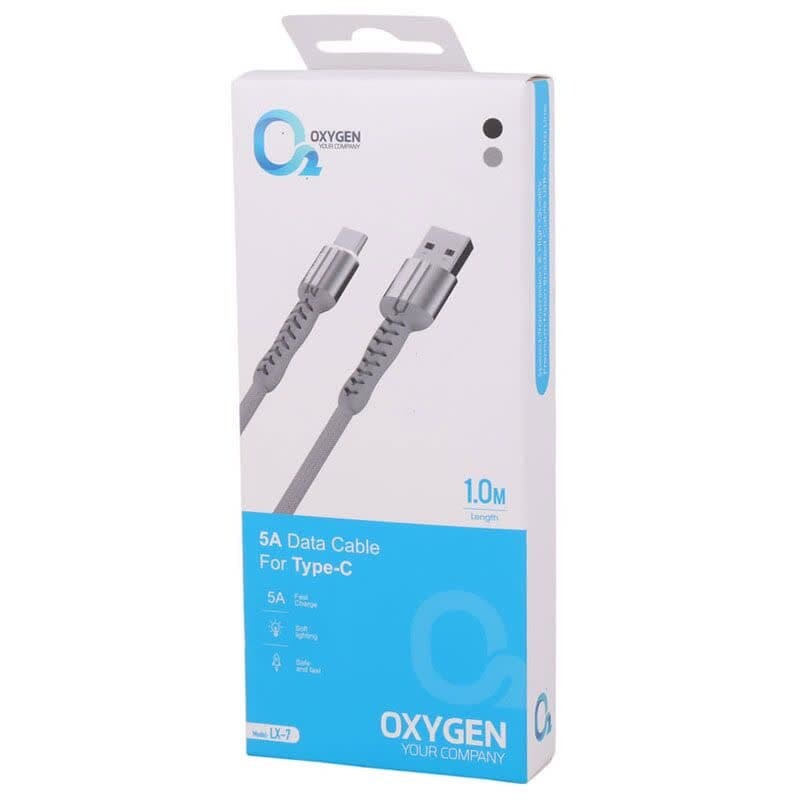 کابل تایپ سی فست شارژ Oxygen LX-7 5A 1m