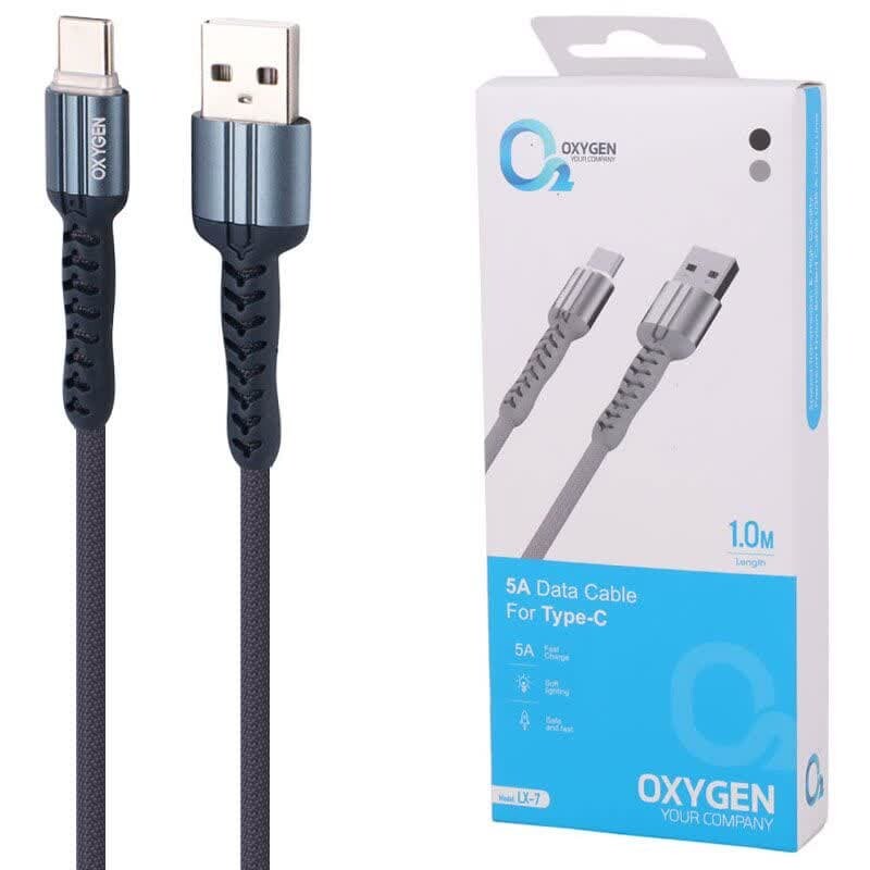 کابل تایپ سی فست شارژ Oxygen LX-7 5A 1m