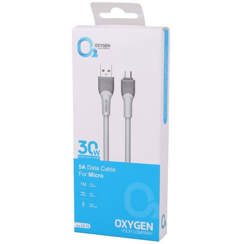 کابل میکرو یو اس بی فست شارژ Oxygen LX-14 5A 30W 1m