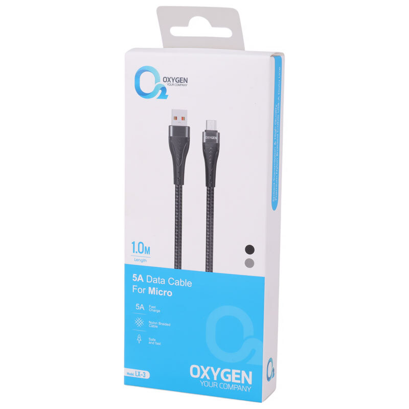 کابل میکرو یو اس بی فست شارژ Oxygen LX-3 5A 1m