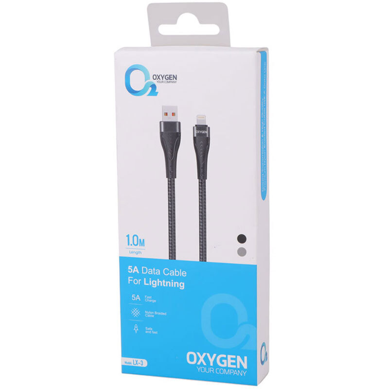 کابل آیفونی فست شارژ Oxygen LX-3 5A 1m