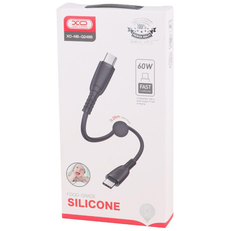 کابل تبدیل کوتاه فست شارژ XO XO-NB-Q248B Type-C to Type-C 60W 25cm