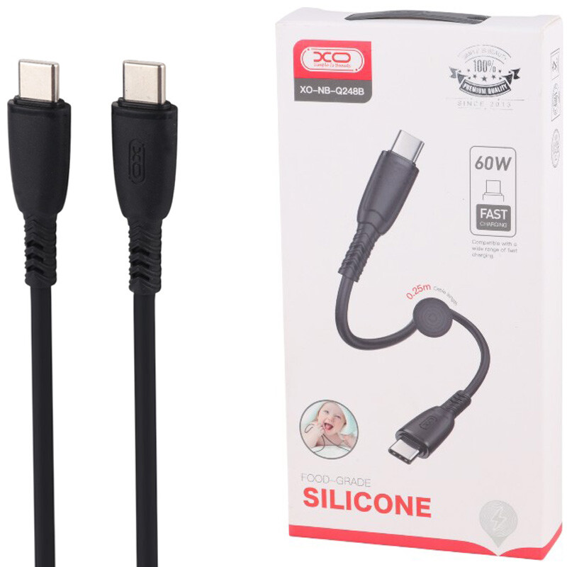 کابل تبدیل کوتاه فست شارژ XO XO-NB-Q248B Type-C to Type-C 60W 25cm