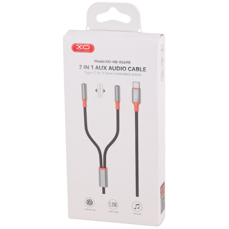 کابل 1 به 2 صدا Type-C ایکس او XO-NB-R269B 1.2m