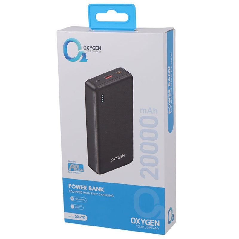 پاور بانک فست شارژ اکسیژن OX-70 PD 22.5W ظرفیت 20000 میلی آمپر ساعت
