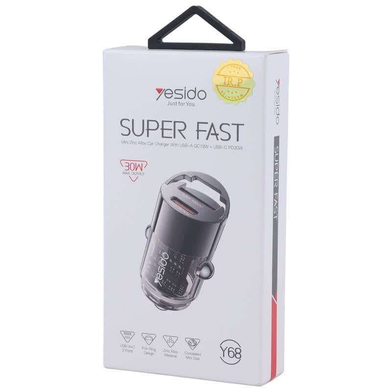 شارژر فندکی فست شارژ Yesido Y68 QC PD 3A 30W
