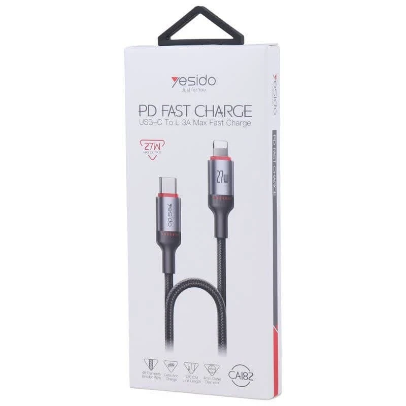 کابل تبدیل فست شارژ Yesido CA182 Type-C To Lightning 3A PD 27W 1.2m