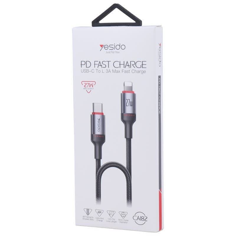 کابل تبدیل فست شارژ Yesido CA182 Type-C To Lightning 3A PD 27W 1.2m