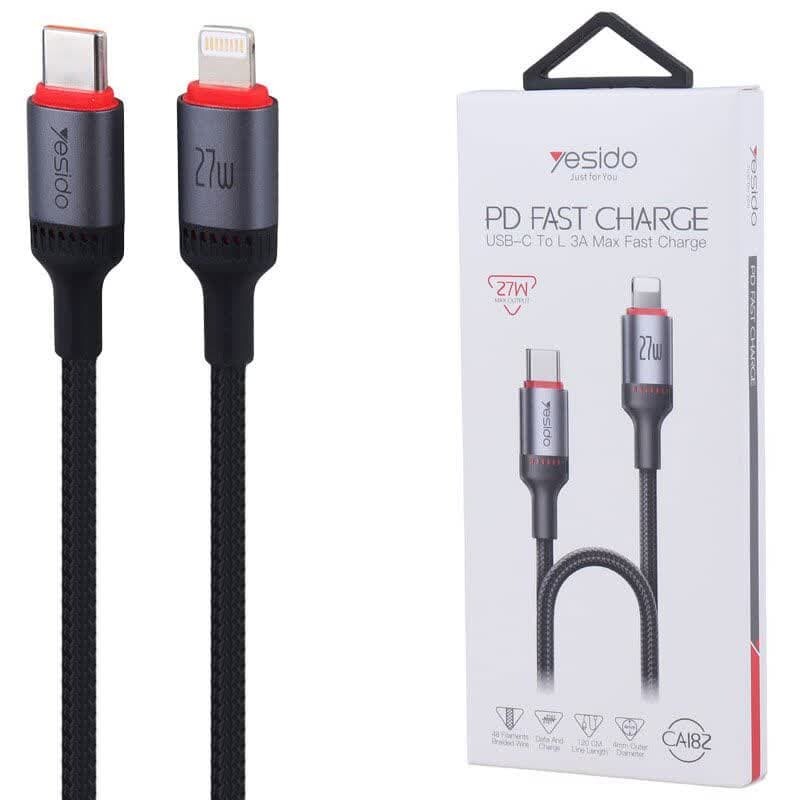 کابل تبدیل فست شارژ Yesido CA182 Type-C To Lightning 3A PD 27W 1.2m