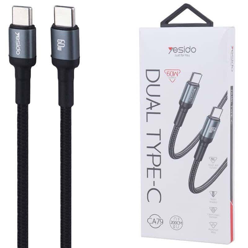 کابل تبدیل فست شارژ Yesido CA79 Type-C to Type-C 60W 2m
